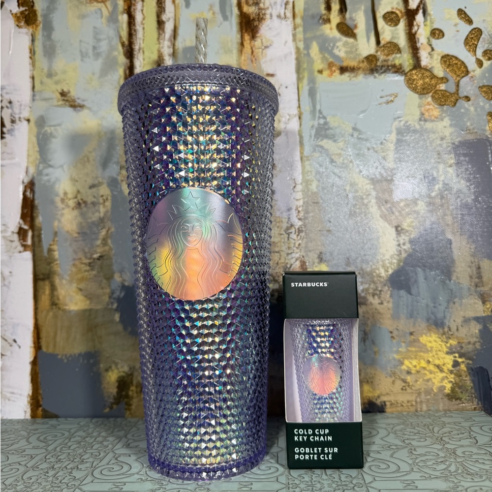 Starbucks Iridescent Unicorn Venti Studded Tumbler and Matching Keychain Bundle